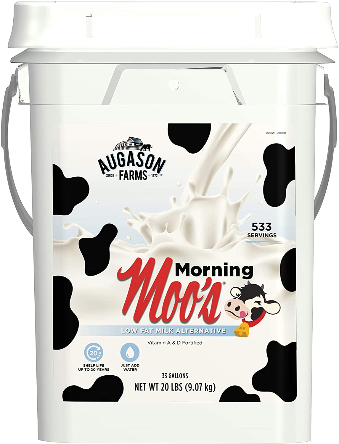 Augason Farms 20LBS of Morning Moos Powdered Milk Bucket