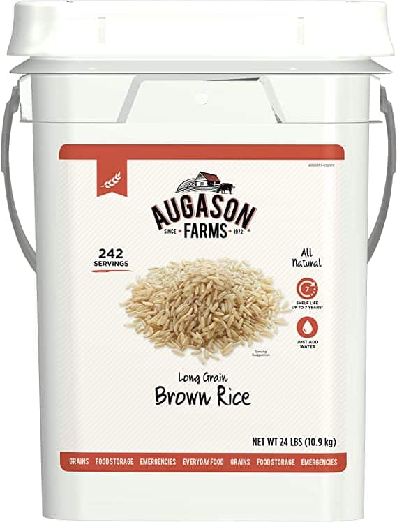 #30 Augason Farms 24LBS of Brown Rice Emergency Food Bucket