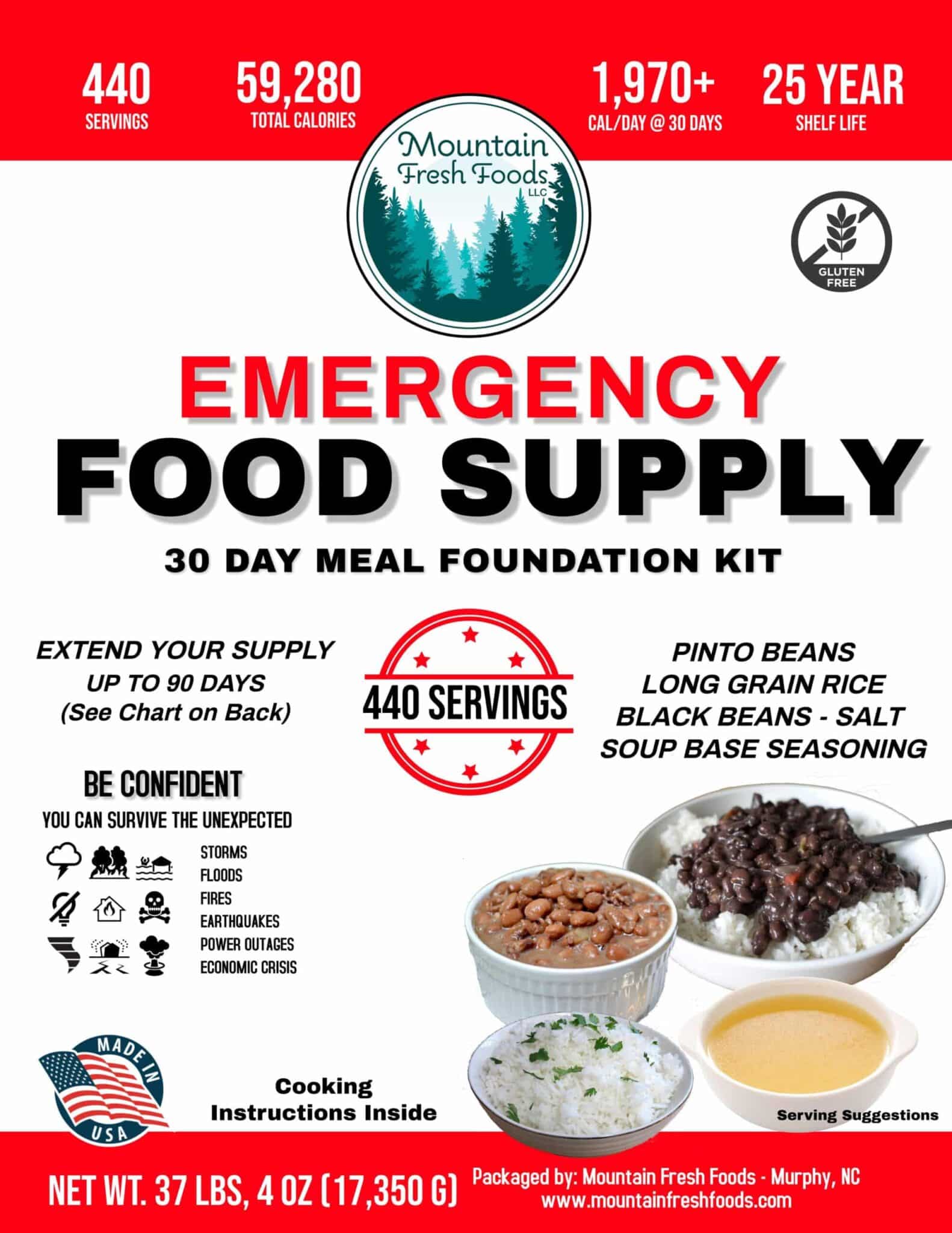 Mountain Fresh Freeze Dried Food, 30 Day Kit