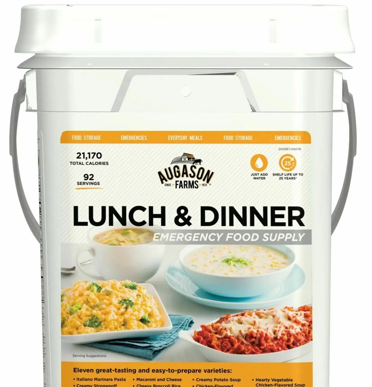 #1 EMERGENCY FOOD SUPPLY 21,000+ CALORIES (92 MEALS) LUNCH AND DINNER