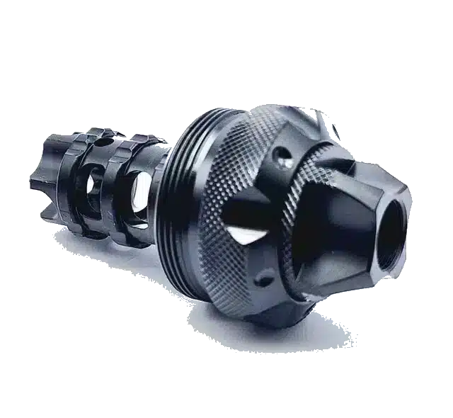 High-quality Solvent Trap Viper D Ring and Muzzle Brake, expertly crafted for superior recoil reduction and precise gas redirection. This durable, precision-engineered muzzle device features a secure D ring attachment, ensuring a tight fit with solvent traps. Ideal for enhancing firearm performance and reducing muzzle rise, this product combines functionality with a sleek, tactical design.